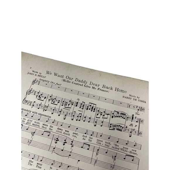 1918 We Want Our Daddy Dear Back Home Sheet Music Harry De Costa James Reilly - Picture 3 of 16